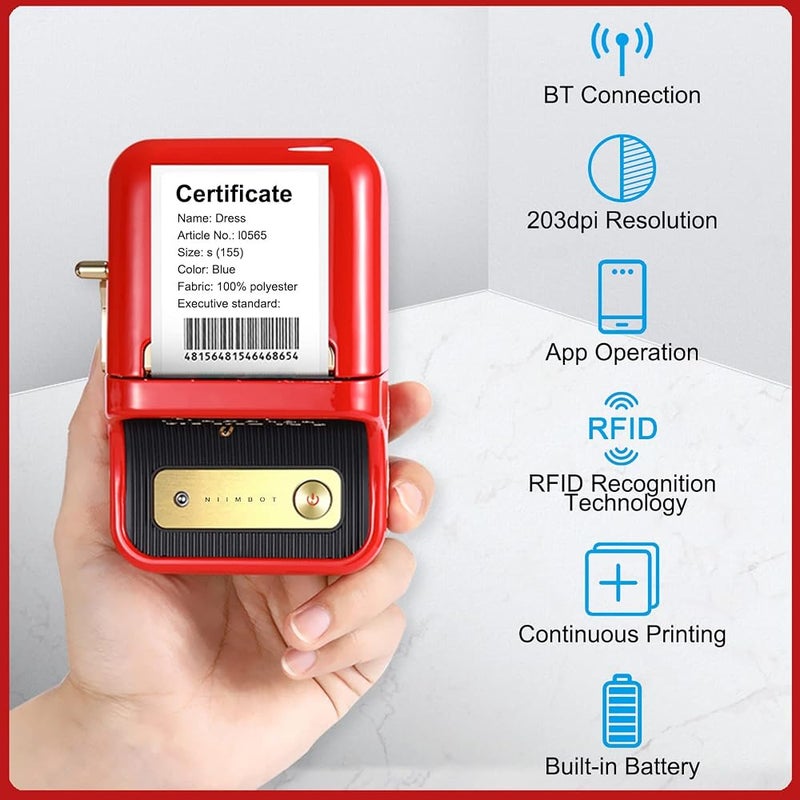 NIIMBOT B21 Label Maker Machine with Tape, Mini Desktop Label Printers, Wireless Portable Bluetooth Thermal Small Barcode Label Printer for Mobile Phone (Red) - Image 3