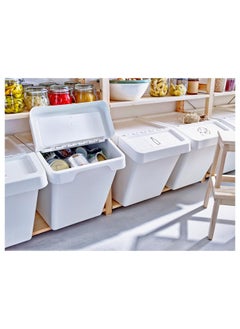 Zaboon Waste Sorting Bin With Lid, White, 60 L  - Image 2
