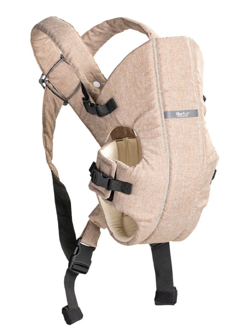 Nurtur Dove Deluxe Infant Baby Carrier – Premium Fabric, Dual-Facing Comfort, Adjustable Cushioned Straps, & Built-In Baby Bib - Nude  - Image 2