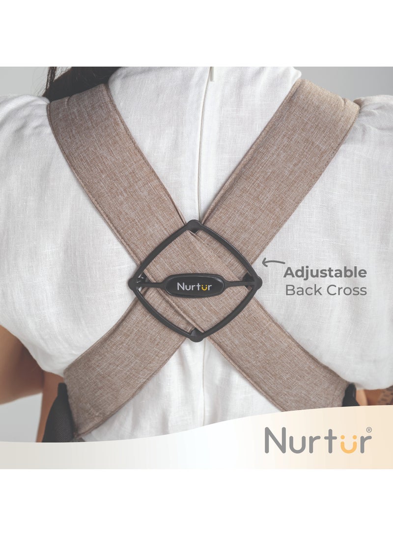 Nurtur Dove Deluxe Infant Baby Carrier – Premium Fabric, Dual-Facing Comfort, Adjustable Cushioned Straps, & Built-In Baby Bib - Nude  - Image 5