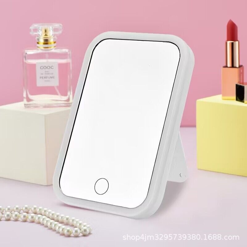 Mirror Makeup Mirror Led Light Small Mirror For Student Dormitory Desktop Home Ins High-Looking Desktop Large With Light - Image 1