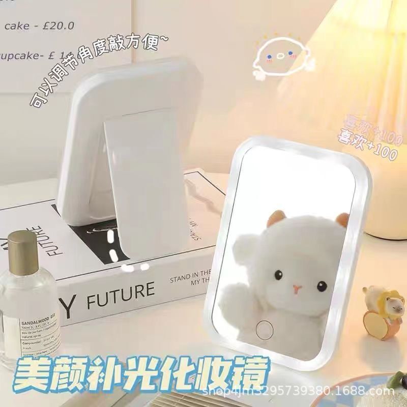 Mirror Makeup Mirror Led Light Small Mirror For Student Dormitory Desktop Home Ins High-Looking Desktop Large With Light - Image 5