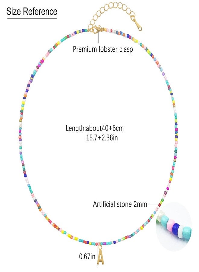 Senfour Colorful Beaded Initial Necklaces for Kids Girls, Personized Graduation Birthday Gifts - Choker Necklace for Women,Teen and Preteen Girls, Standard Letter, Gold Plated, No Gemstone - Image 5