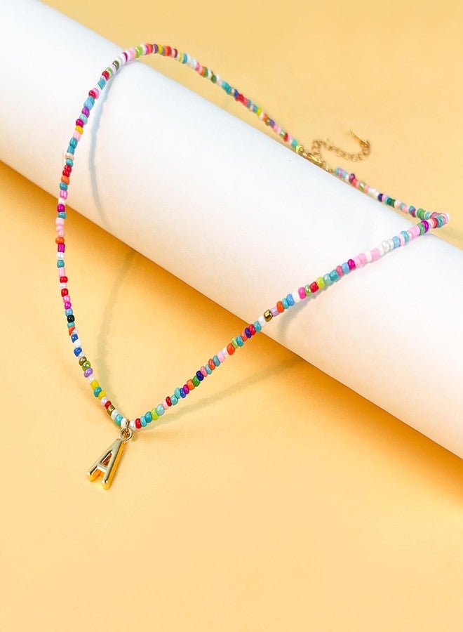 Senfour Colorful Beaded Initial Necklaces for Kids Girls, Personized Graduation Birthday Gifts - Choker Necklace for Women,Teen and Preteen Girls, Standard Letter, Gold Plated, No Gemstone - Image 4