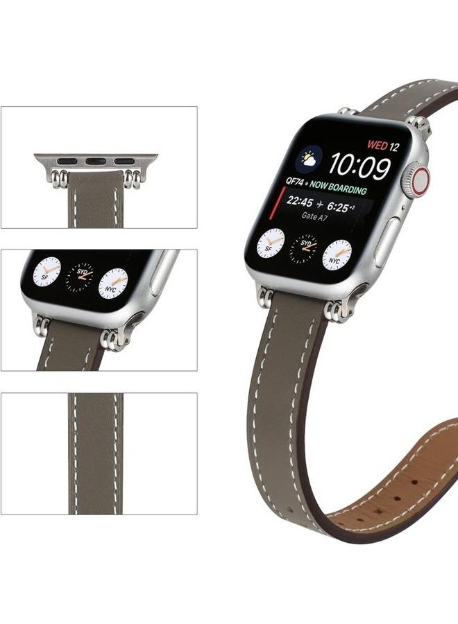 NIBEMINENT Beads Style Replacement Watchband For Apple Watch Series 7 45mm/6 & Se 5 4 44mm/3 2 1 42mm Grey - Image 4