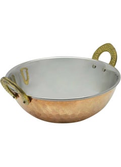RAJ RAJ COPPER KADAI SERVING BOWL, 19.5 CM , COPPER, TCK004, Curry Bowl , Salad Bowl , Side Bowl , Dessert Bowl - Gold  - Image 1