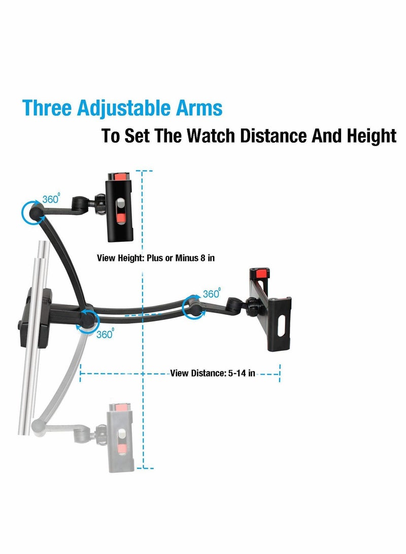 Car Headrest Tablet Mount Holder 360 Degree Rotation for Tablets and Phones 4.7 to 12.9 Inch Devices Black - Image 4