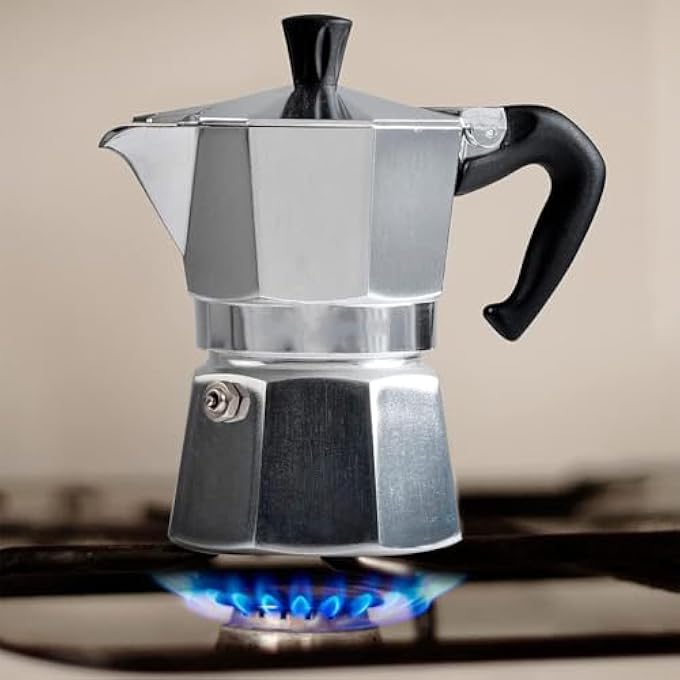Silk Route Stovetop Espresso Maker Moka Stove Coffee Maker Moka Pot Coffee Maker For Gas Or Electric Stove Top Classic Italian Coffee Maker Aluminum Silver 100Ml 2Cup - Image 4