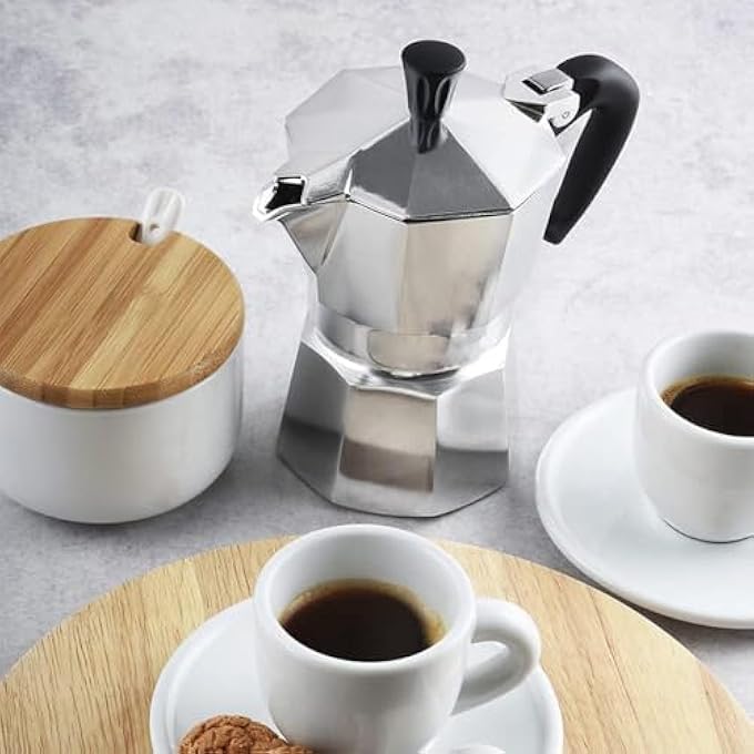 Silk Route Stovetop Espresso Maker Moka Stove Coffee Maker Moka Pot Coffee Maker For Gas Or Electric Stove Top Classic Italian Coffee Maker Aluminum Silver 100Ml 2Cup - Image 3