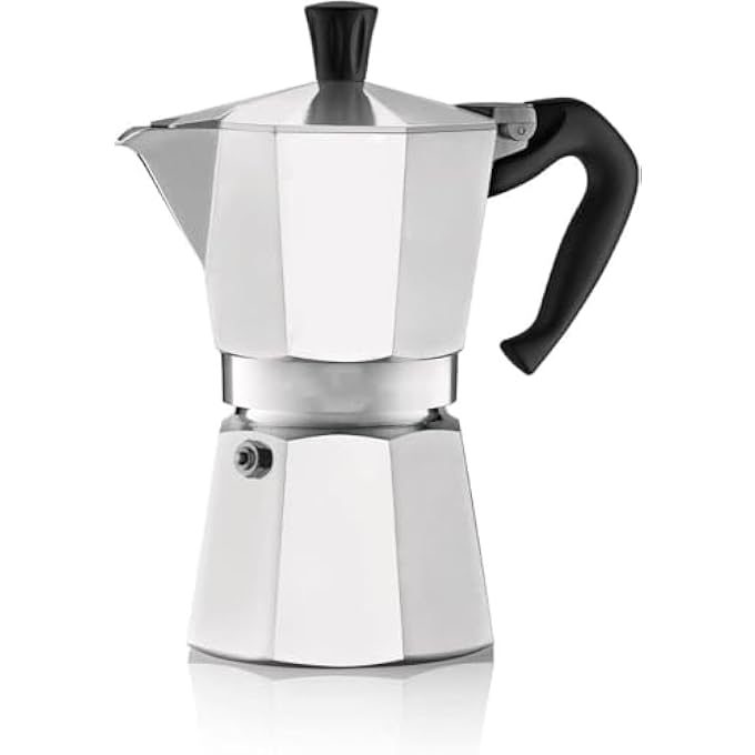 Silk Route Stovetop Espresso Maker Moka Stove Coffee Maker Moka Pot Coffee Maker For Gas Or Electric Stove Top Classic Italian Coffee Maker Aluminum Silver 100Ml 2Cup - Image 2