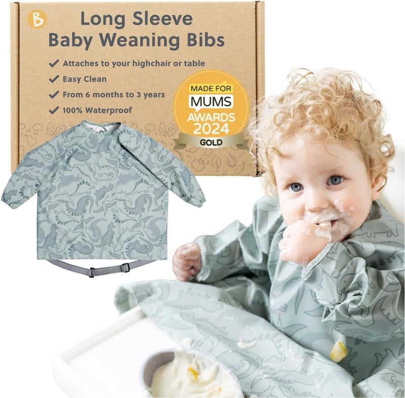 Bibado Baby Bibs With Sleeves - Toddler and Baby Led Weaning Bib - 6-36 Months, Attaches to Highchairs, Strollers, Tables - Image 1