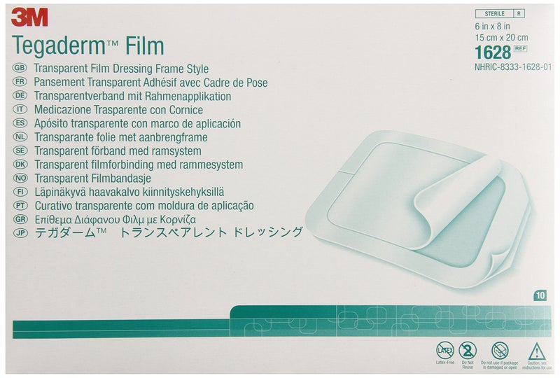 3Mâ„¢ Tegadermâ„¢ Transparent Film Dressing Frame Style, 1628, 6 in x 8 in (15 cm x 20 cm), 10/ct 8ct/Case - Image 1