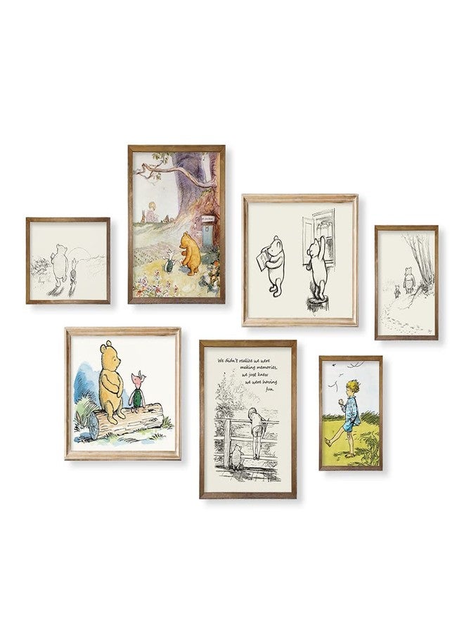 YUMKNOW Winnie The Pooh Nursery Wall Art - Motivational Quote for Kids Little Boys Bedroom - Vintage Hundred Acre Wood Poster - You Are Braver Than You Think - Toddler Room Decor - Gifts for Winnie Fans Lover - Image 1
