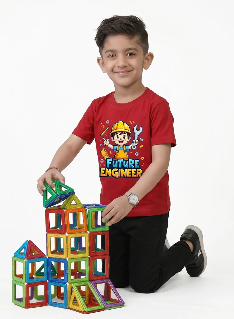 فنكار فنكار تي شيرت للأطفال للأولاد والبنات بتصميم المهندس المستقبلي