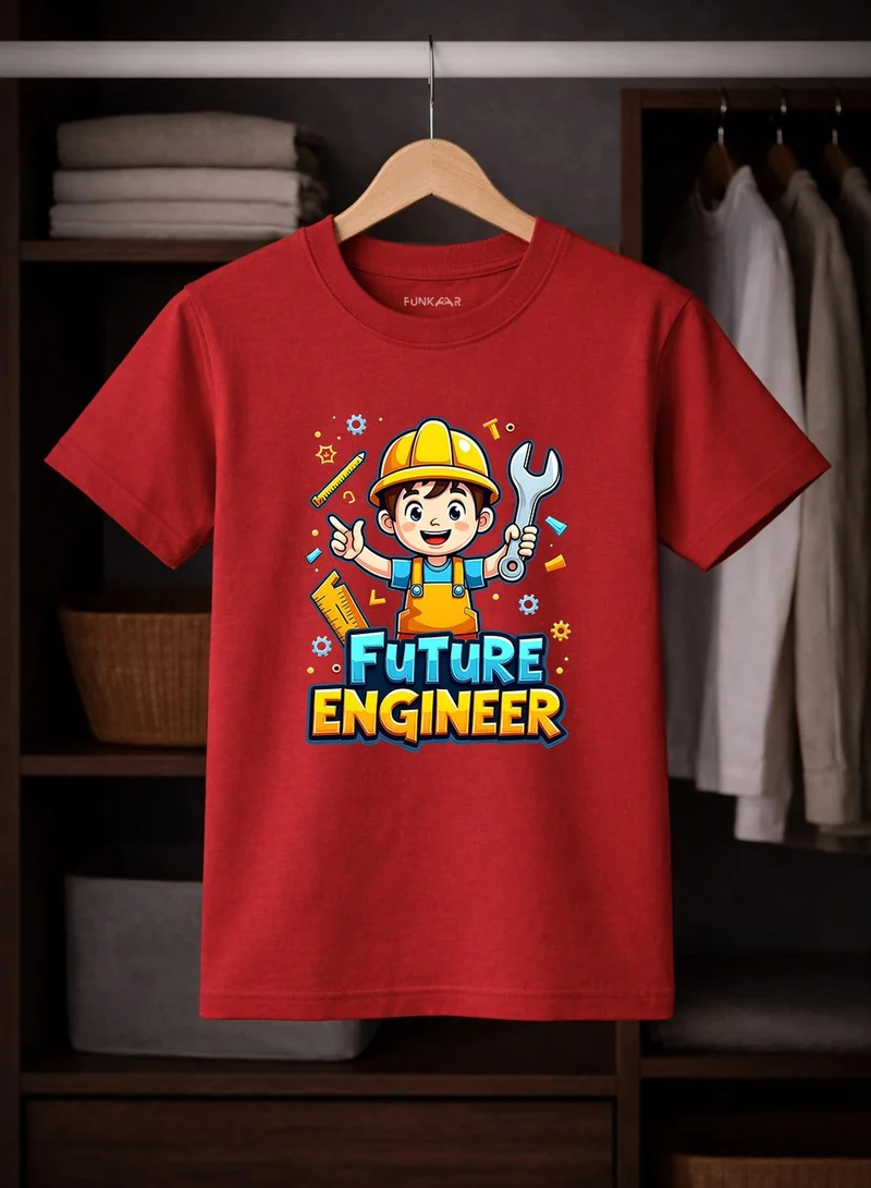 Funkaar Red Funkaar Boys & Girls Future Engineer Kids T-Shirt  | Best Price UAE