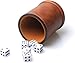 RERIVER Brown PU Leather Dice Cup Set Felt Lined Dice Shaker with 6 Dice for Liars Farkle Yahtzee Game 2 Pack - Image 4