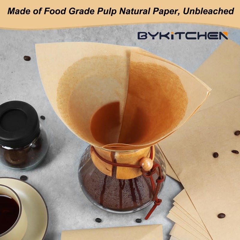 BYKITCHEN مرشح قهوة BYKITCHEN بالتنقيط، مربعات، أوراق مرشح قهوة قابلة للتخلص منها طبيعية غير مبيضة لصانعي القهوة بالتنقيط وغيرها (طقم من 50 يناسب من 3-10 أكواب) - Image 3