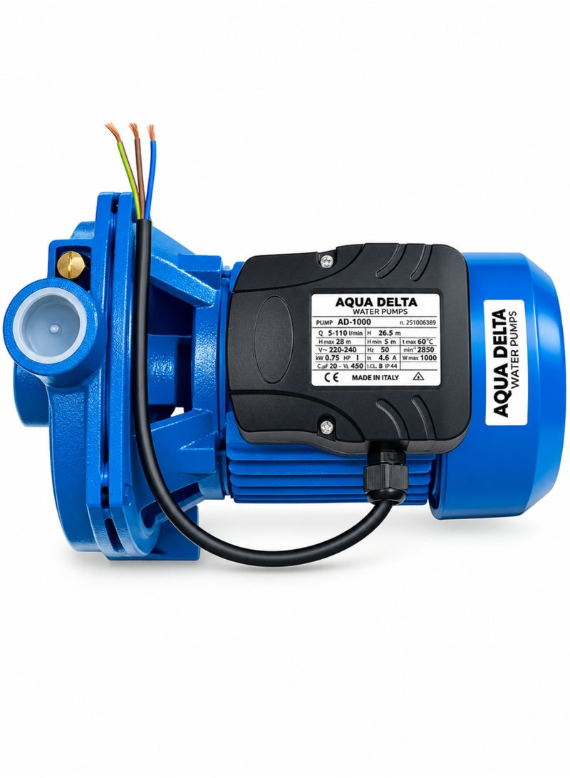 Aqua AD-1000 Water Pump 1 HP, 220–240V, 50Hz, 1-Inch Inlet and Outlet, Single-Phase Centrifugal Pump for Water Transfer and Domestic Water Supply - Image 3