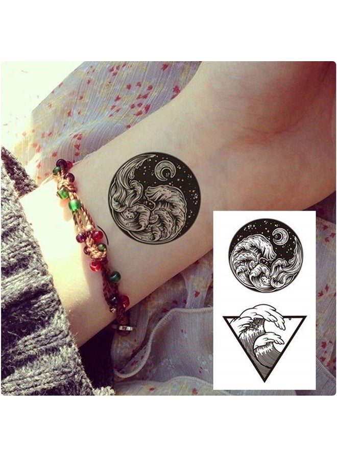 Ooopsiun 20 Sheets Black Mountain Temporary Tattoos for Adult Men Women , Waterproof Fake Tattoos Body Art Sticker for Hand Neck Wrist Arm - Image 1