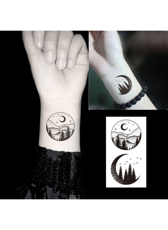Ooopsiun 20 Sheets Black Mountain Temporary Tattoos for Adult Men Women , Waterproof Fake Tattoos Body Art Sticker for Hand Neck Wrist Arm - Image 2