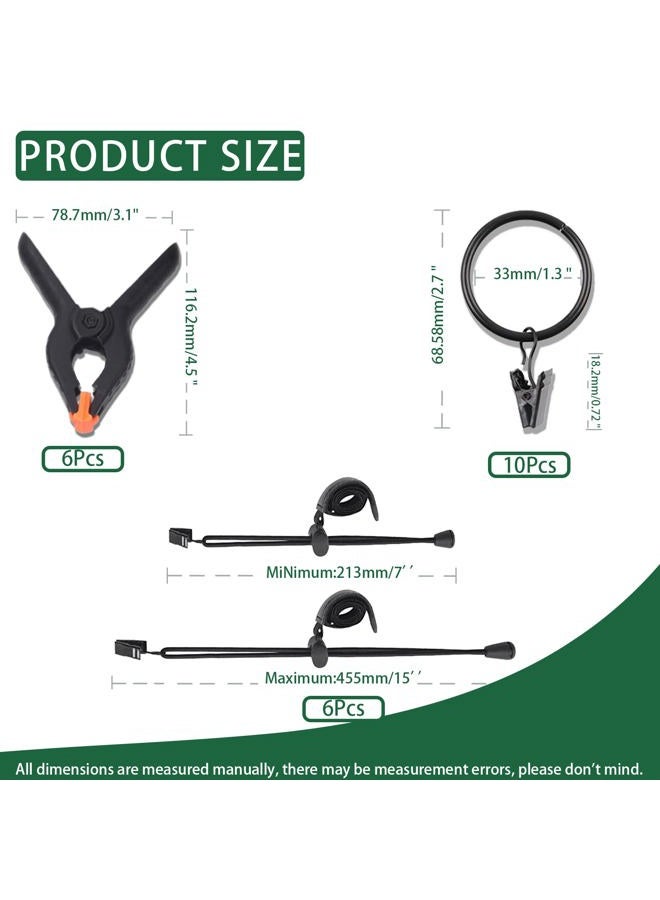 Keadic 22Pcs Photography Background Clips Kit Includes 4 Inch Plastic Spring Clamps, Adjustable Elastic Clamps Holders and Curtain Ring Clips for Video Studio Backdrop Muslin - Image 2