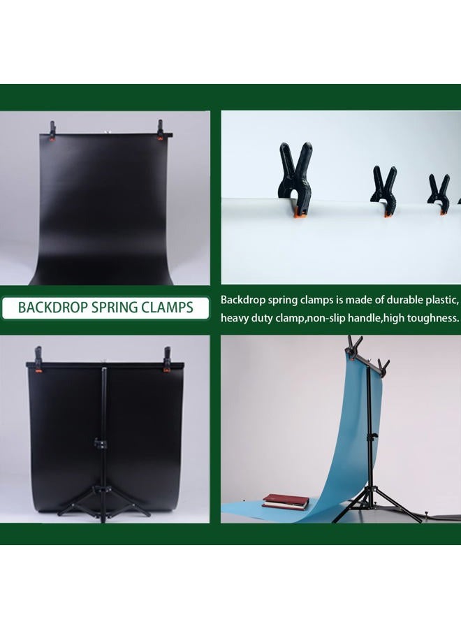 Keadic 22Pcs Photography Background Clips Kit Includes 4 Inch Plastic Spring Clamps, Adjustable Elastic Clamps Holders and Curtain Ring Clips for Video Studio Backdrop Muslin - Image 3