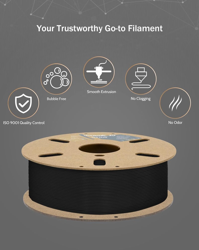 DURAMIC 3D PLA+ Filament 1.75mm 2Kg Black, PLA Plus Filament 2 Pack 1kg Spool(2.2lbs) Tougher and Stronger, Dimensional Accuracy Probability +/- 0.02mm - Image 5