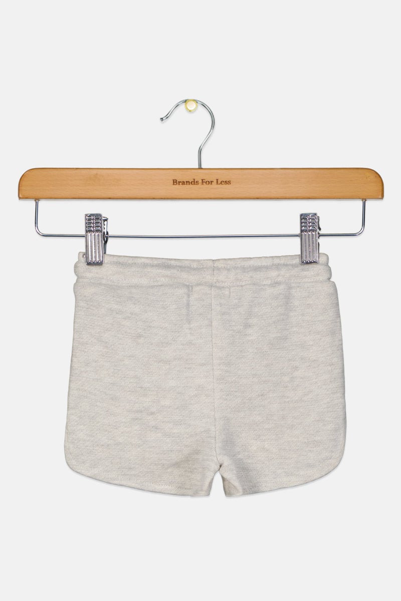 Fox Toddlers Girl Mettalic Drawstring Basic Shorts, Light Grey  - Image 2