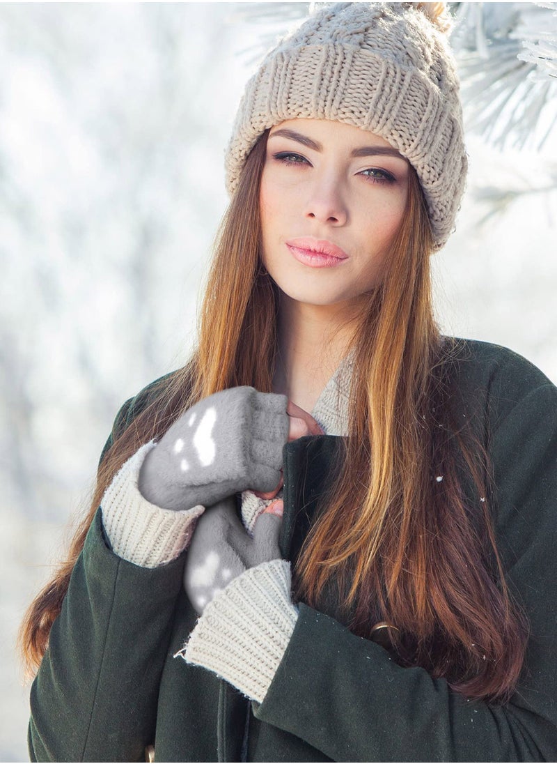 Generic - Winter Fingerless Gloves, 3 Pairs Cat Paws Cosplay Faux Fur Plush Gloves for Women, Warm Fleece Lined Knit Gloves with Elastic Cuff, Perfect for Cold Weather - Image 1