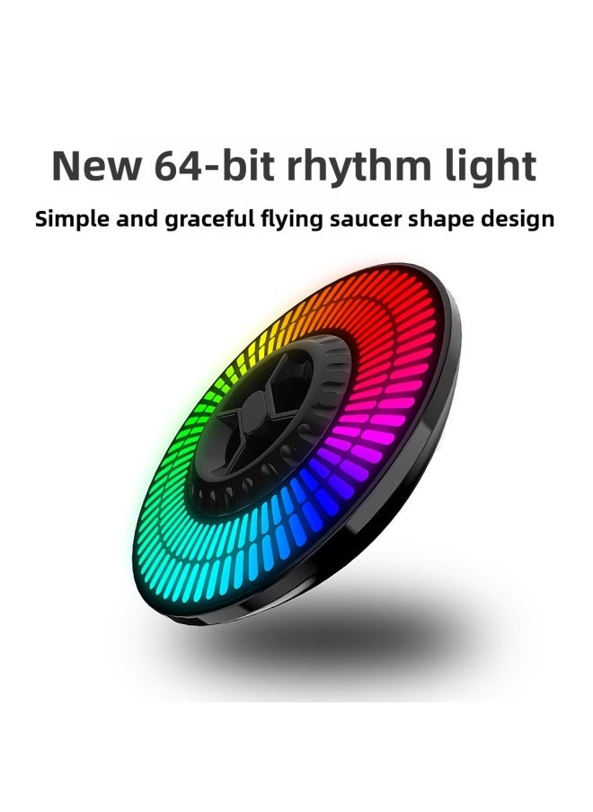 Generic - Round 64-bit Pickup Light Long Battery Life Charging RGB Rhythm Light Car Voice Control Light Desktop Atmosphere Light-Specifications:64-bit Round Plug-in Model With Magnetic Suction - Image 1