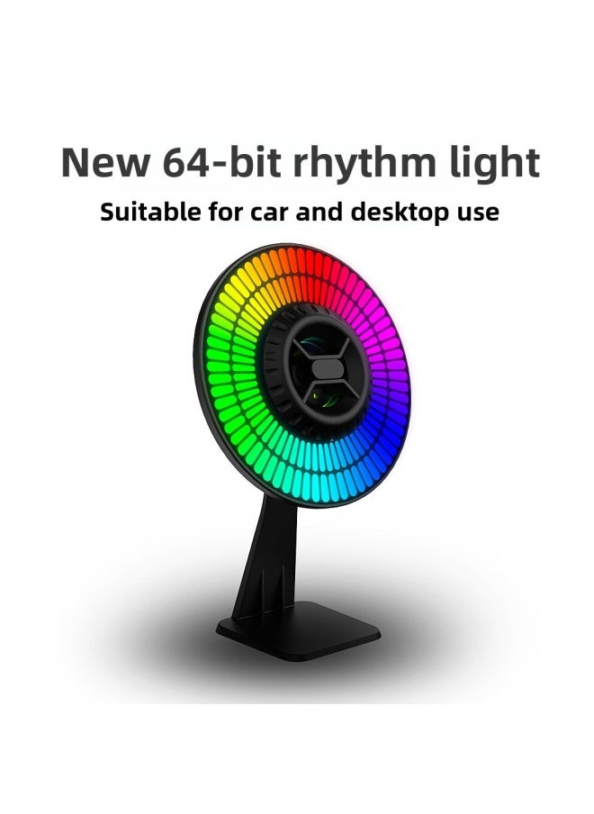 Generic - Round 64-bit Pickup Light Long Battery Life Charging RGB Rhythm Light Car Voice Control Light Desktop Atmosphere Light-Specifications:64-bit Round Plug-in Model With Magnetic Suction - Image 1