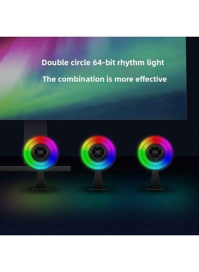 Generic - Round 64-bit Pickup Light Long Battery Life Charging RGB Rhythm Light Car Voice Control Light Desktop Atmosphere Light-Specifications:64-bit Round Plug-in Model With Magnetic Suction - Image 1