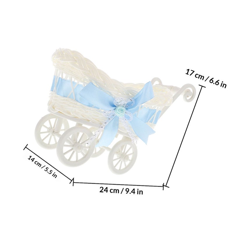 2pcs Kids Use Imitation Rattan Woven Basket Candy Storage Cart Shape Basket Party Supply - Image 2