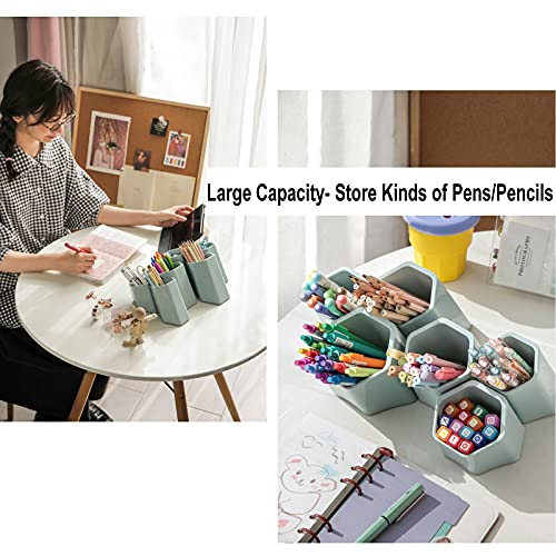 BTSKY Creative Pen Holder, Pen Container, Brush Pot, Combination Desktop Storage Organizer Desk Decoration, Multifunctional Creative Hanging Planter Holder(Green) - Image 4