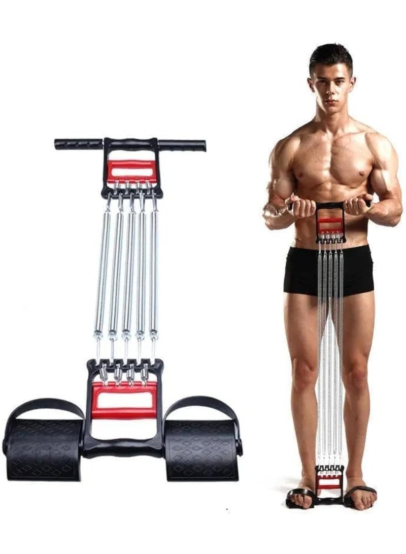 Generic Ultimate Power 3 in 1 Adjustable Chest Exerciser with 5 Springs, Hand Grip Strengthener, Pedal Pull Rope Belt, Home Fitness Equipment for Exercise, Finger, Waist, Arms, Slimming. - Image 1