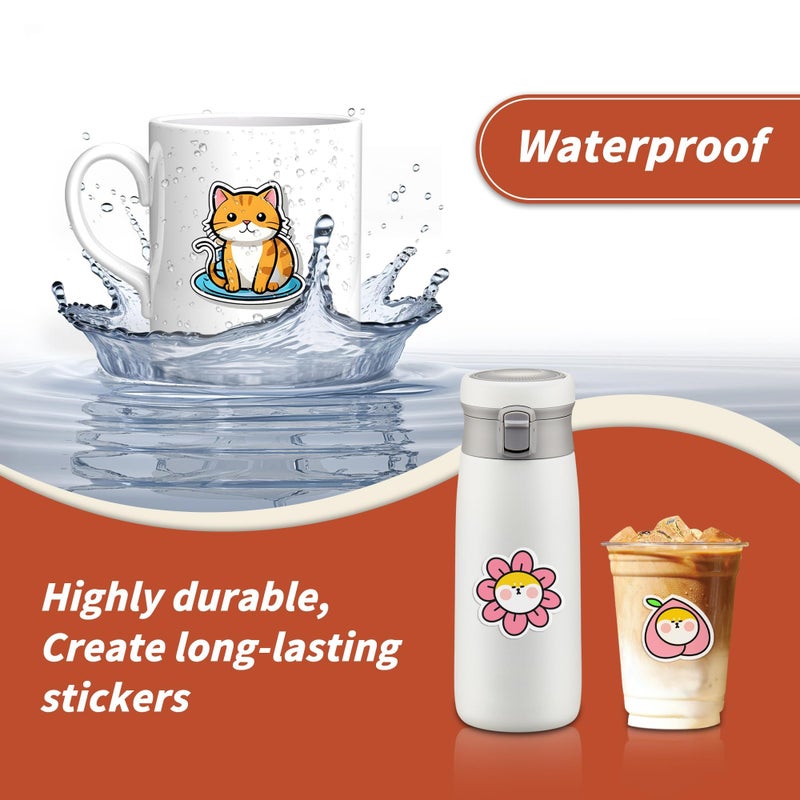 BETCKEY Matte Printable Vinyl Sticker Paper for Inkjet & Laser Printer - 30 Sheets - 8.5" x 11" - Waterproof, Dries Quickly Vivid Colors - Image 4