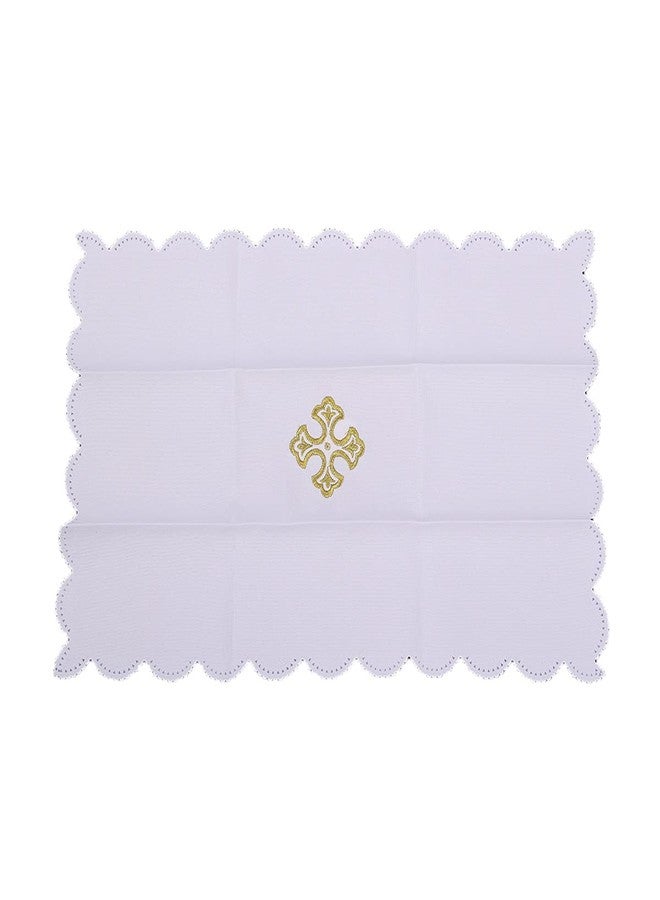 BLESSUME Church Mass Altar Cloth Purificator Cloth Cross Embroidery (White 3 - Image 1