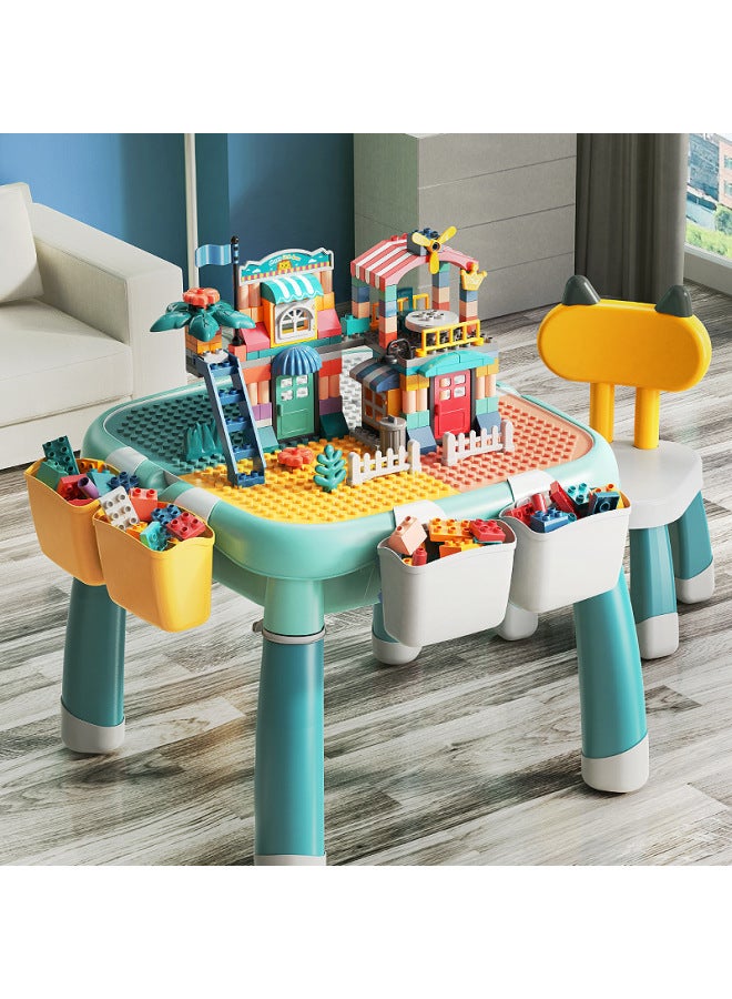 متوافقة مع طاولة مكعبات بناء ليغو فيلي، ألعاب مجمعة متعددة الوظائف للأطفال الأولاد يتعلمون جزيئات كبيرة لون الطفل: طاولة مكعبات بناء قابلة للتعديل + كرسي واحد + 100 حيوان - Image 5