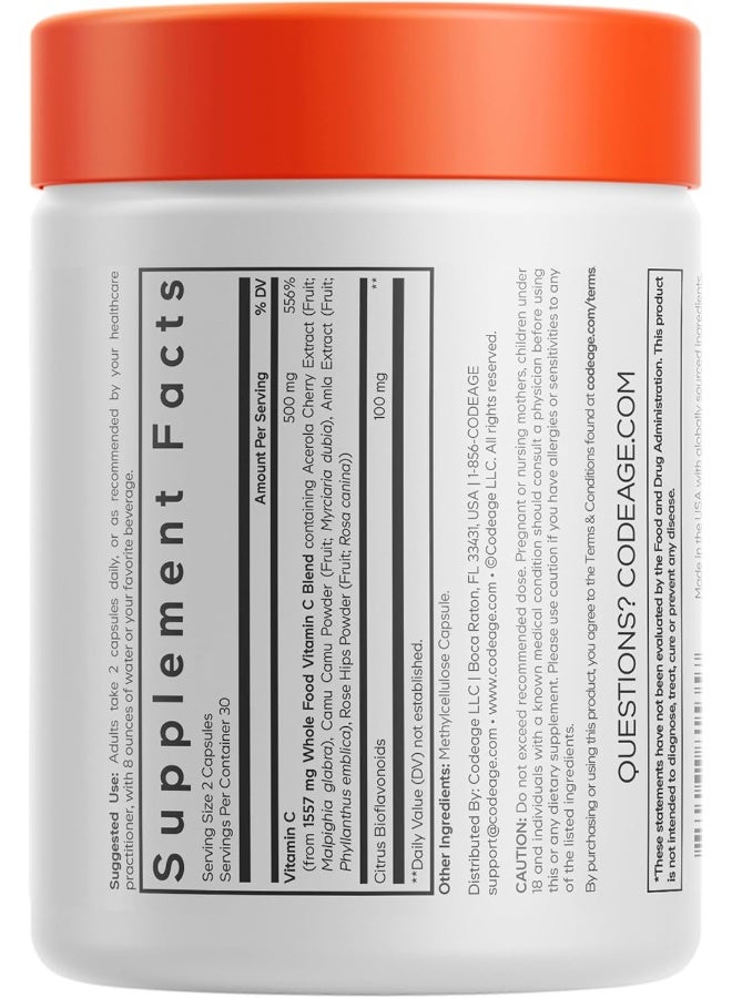 Codeage Whole Food Vitamin C Supplement 60 Capsules for Adults - Image 2