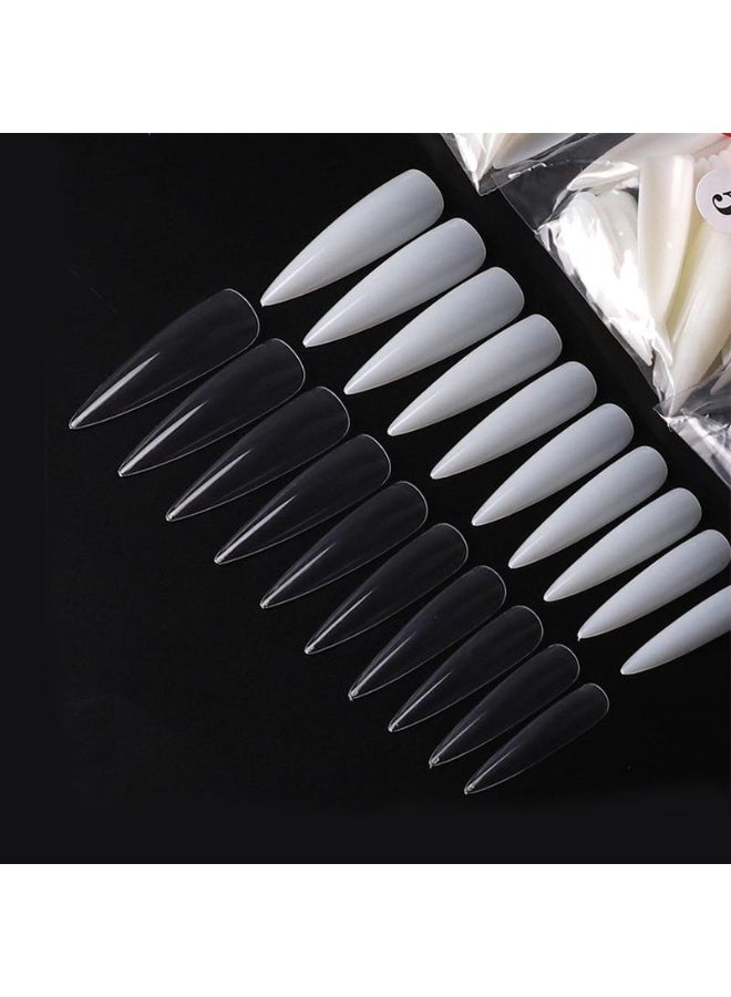 PILOT Long Stiletto Nails, Acrylic Gel Nail Kit, Nail Tips Decoration Set, Full Cover, Clear, 500pcs - Image 1