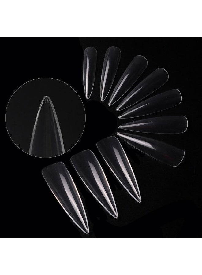 PILOT Long Stiletto Nails, Acrylic Gel Nail Kit, Nail Tips Decoration Set, Full Cover, Clear, 500pcs - Image 3