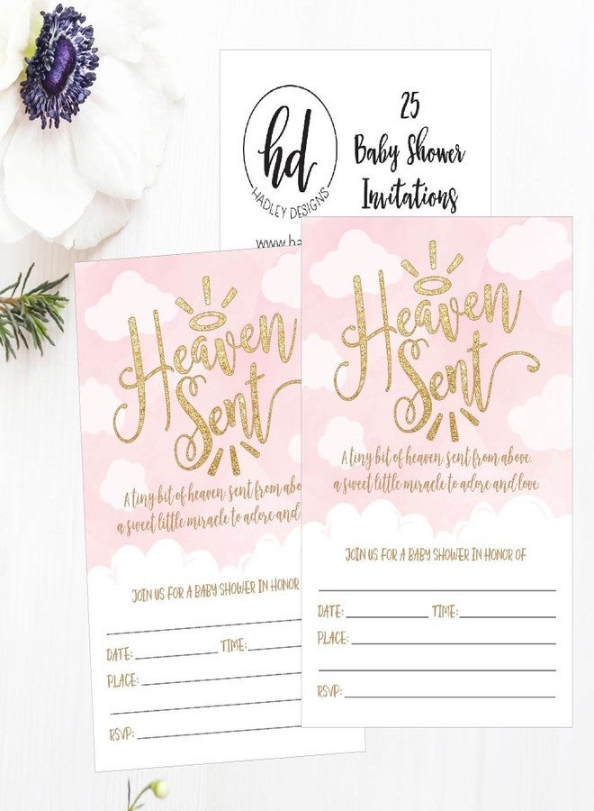 Hadley Designs Baby Shower Invitations For Girl -25 Baby Shower Invites for Girl, Heaven Sent Babyshower Invitations - Image 4
