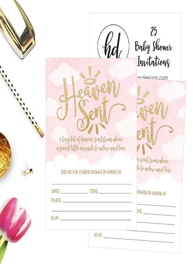 Hadley Designs Baby Shower Invitations For Girl -25 Baby Shower Invites for Girl, Heaven Sent Babyshower Invitations - Image 5