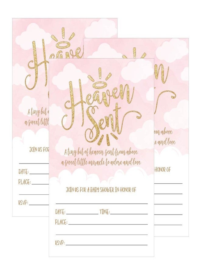 Hadley Designs Baby Shower Invitations For Girl -25 Baby Shower Invites for Girl, Heaven Sent Babyshower Invitations - Image 1