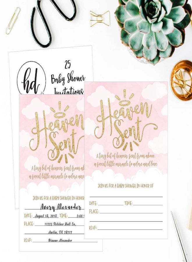 Hadley Designs Baby Shower Invitations For Girl -25 Baby Shower Invites for Girl, Heaven Sent Babyshower Invitations - Image 3