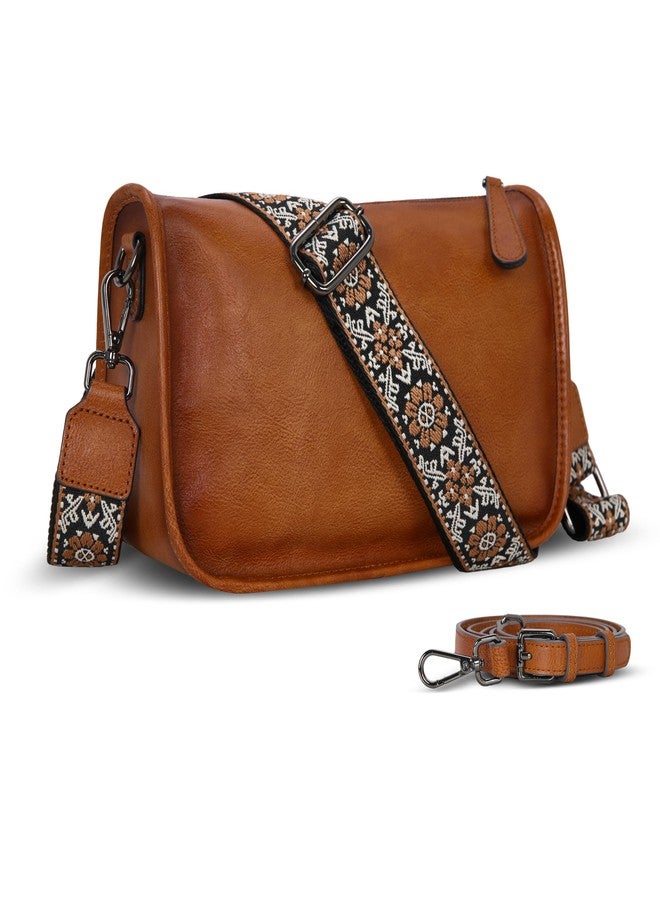 HESHE Genuine Leather Crossbody Bags for Women Vintage Hobo Shoulder Handbags with Two Adjustable Straps Designer Medium Size Travel Purse (Light Brown) - Image 4
