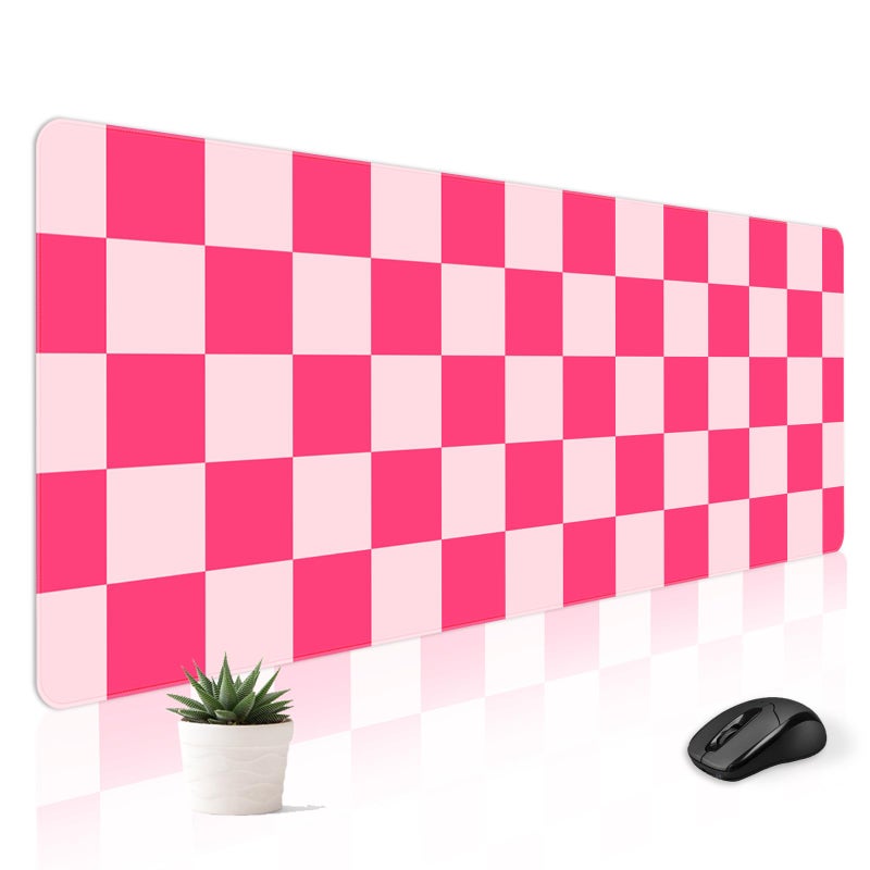 Stanoha Mousepad Desk Mat Gaming Large Keyboard Cute Office Desktop Computer Laptop Checkered XXL Long Giant Big Kawaii Aesthetic Girly Pretty Design Women Girl Gamer Oversized Wide 30x12'' Mousepad - Image 1