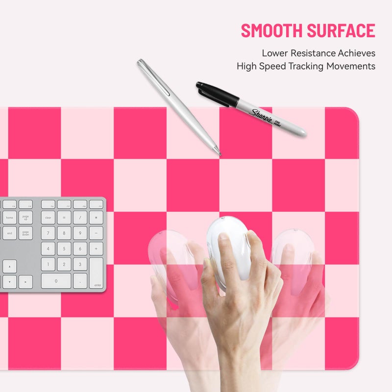 Stanoha Mousepad Desk Mat Gaming Large Keyboard Cute Office Desktop Computer Laptop Checkered XXL Long Giant Big Kawaii Aesthetic Girly Pretty Design Women Girl Gamer Oversized Wide 30x12'' Mousepad - Image 3
