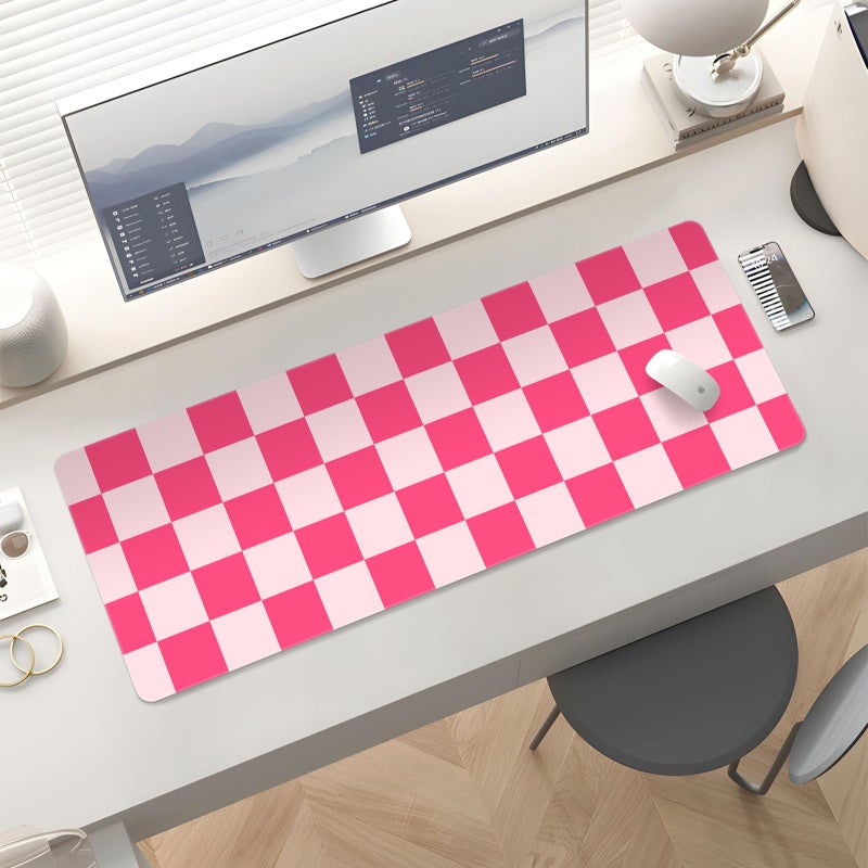 Stanoha Mousepad Desk Mat Gaming Large Keyboard Cute Office Desktop Computer Laptop Checkered XXL Long Giant Big Kawaii Aesthetic Girly Pretty Design Women Girl Gamer Oversized Wide 30x12'' Mousepad - Image 5