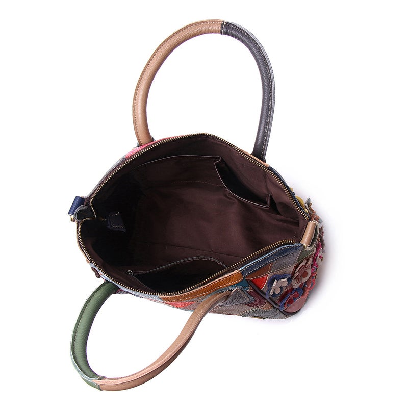Genuine Leather Women'S Bag Casual Ethnic Style Retro Colorful Handmade Flower Shoulder Crossbody Women'S Handbag - Image 5